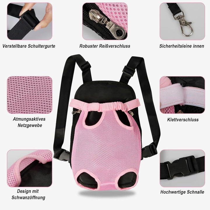 FEimaX Hunde Rucksack Hundetragetasche Verstellbar Frontrucksäcke Atmungsaktiv und Bequem Haustier T