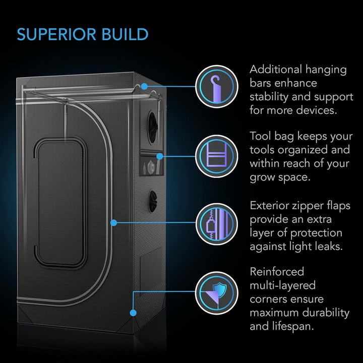 AC Infinity CLOUDLAB 733 Advance Grow Zelt, 91,4 x 91,4 x 182,9 cm, dickste 2,5 cm Stangen, höchste