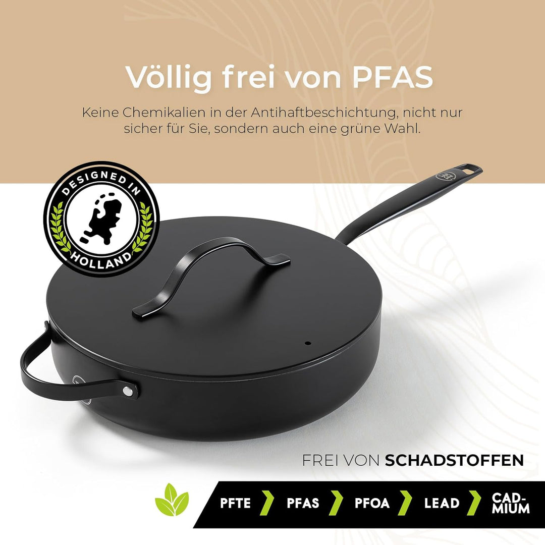 Be Living Essential Kasserolle mit Deckel – Ø 28 cm – Keramische Antihaftbeschichtung – Induktionsge