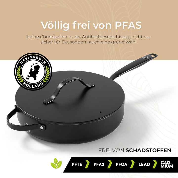 Be Living Essential Kasserolle mit Deckel – Ø 28 cm – Keramische Antihaftbeschichtung – Induktionsge