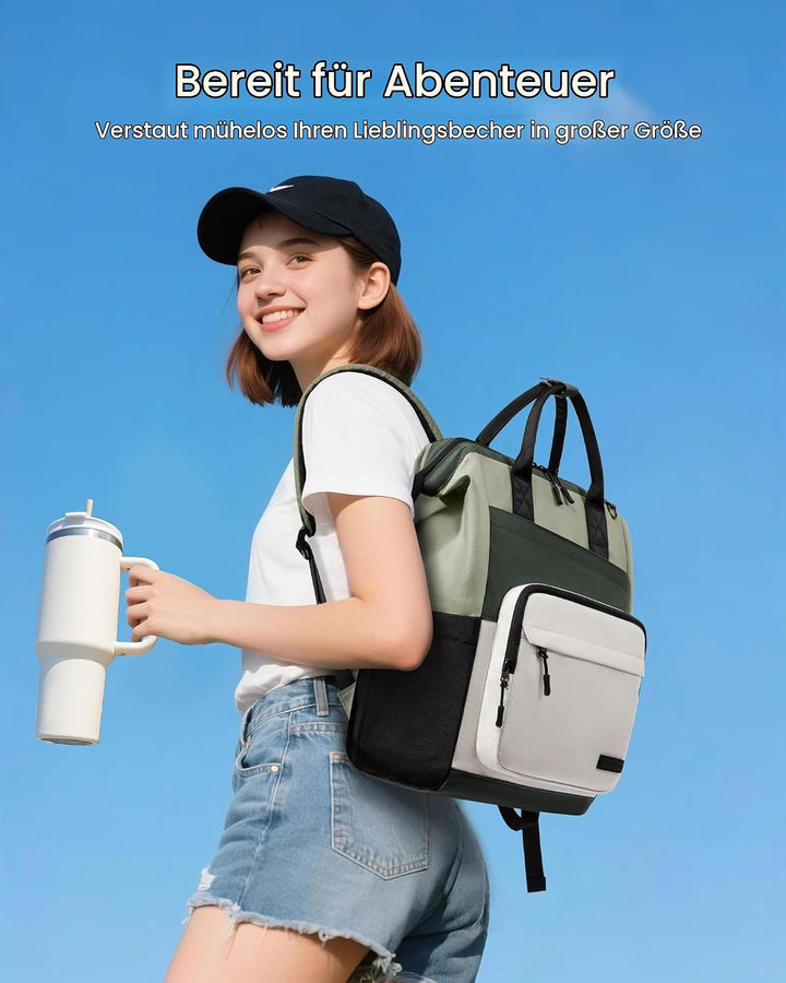 LOVEVOOK Rucksack Damen, 17,3 Zoll Laptop Schulrucksack Teenager Mit Grossem Fach für Trinkflasche,T