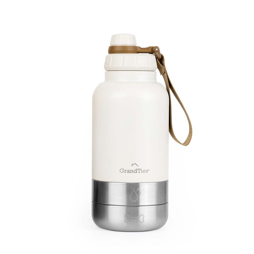 GrandTies Isolierte tragbare Hundewasserflasche mit 2 abnehmbaren Hundenapfspender, auslaufsicherer