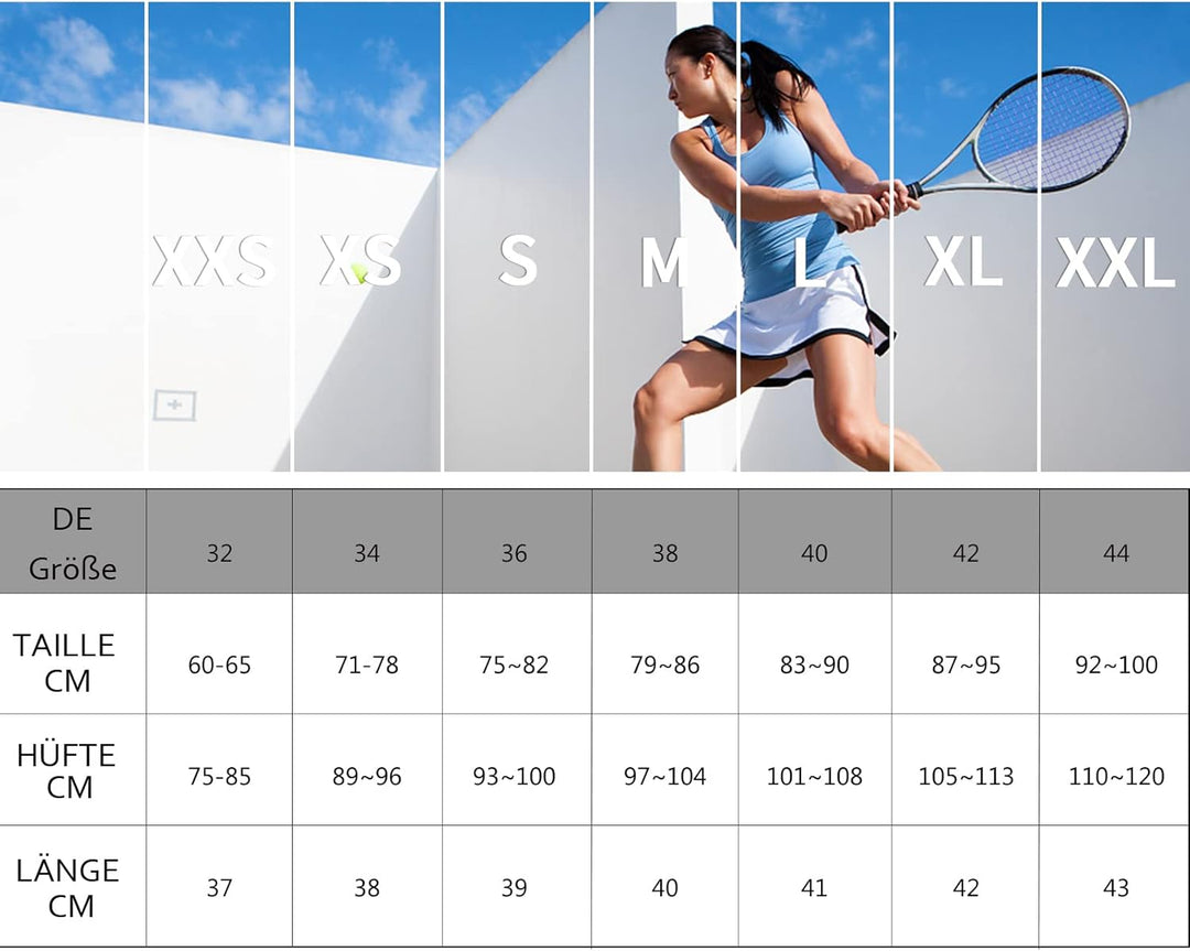 Damen Plissierter Tennisrock mit Hose Faltenrock Kurz Hosenrock Tennis Golf Sport Workout Running Ro