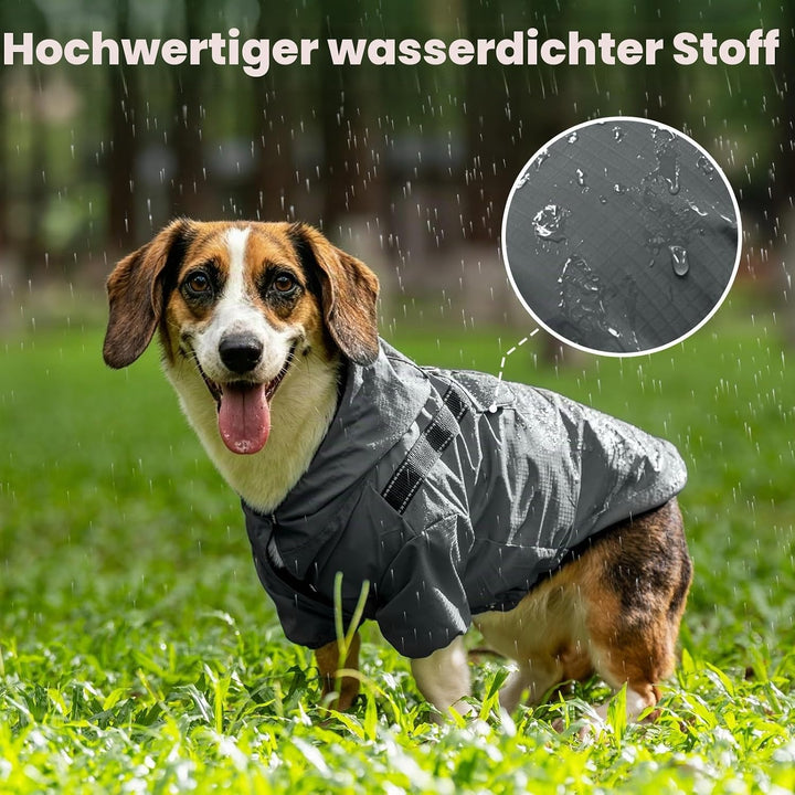 JoyDaog Premium-Regenmantel Mit Kapuze für Mittelgrosse Hunde, Outdoor-Sport, Wasserdichte Regenjack