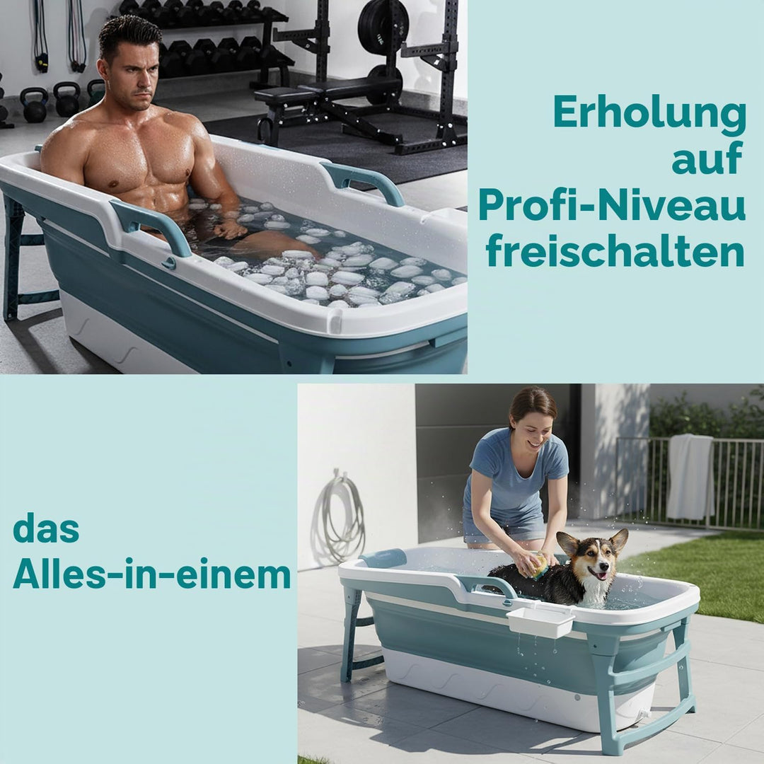 SereneLife Faltbare Badewanne Erwachsene 150 cm – Mobile Klappbare Badewanne für Dusche mit Deckel u