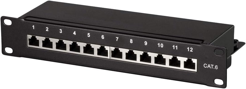 LogiLink Professional Cat.6 (250 MHz) Patchpanel - Verteilerfeld, 10", STP (geschirmt) 12-Port (RJ45