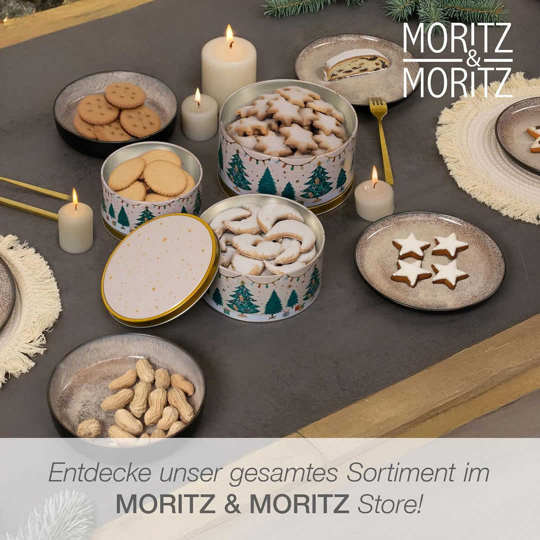 Moritz & Moritz Keksdose Metall Weihnachten, Keksdosen 3er Set Rund - Blechdose mit Deckel im festli