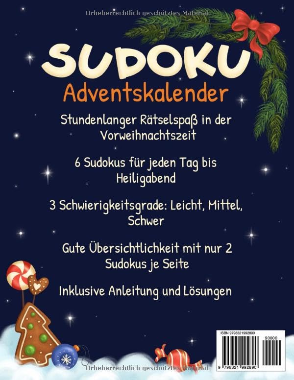 Sudoku Adventskalender 2024: Rätsel Adventskalender für Erwachsene mit 144 Sudokus von Leicht - Schw