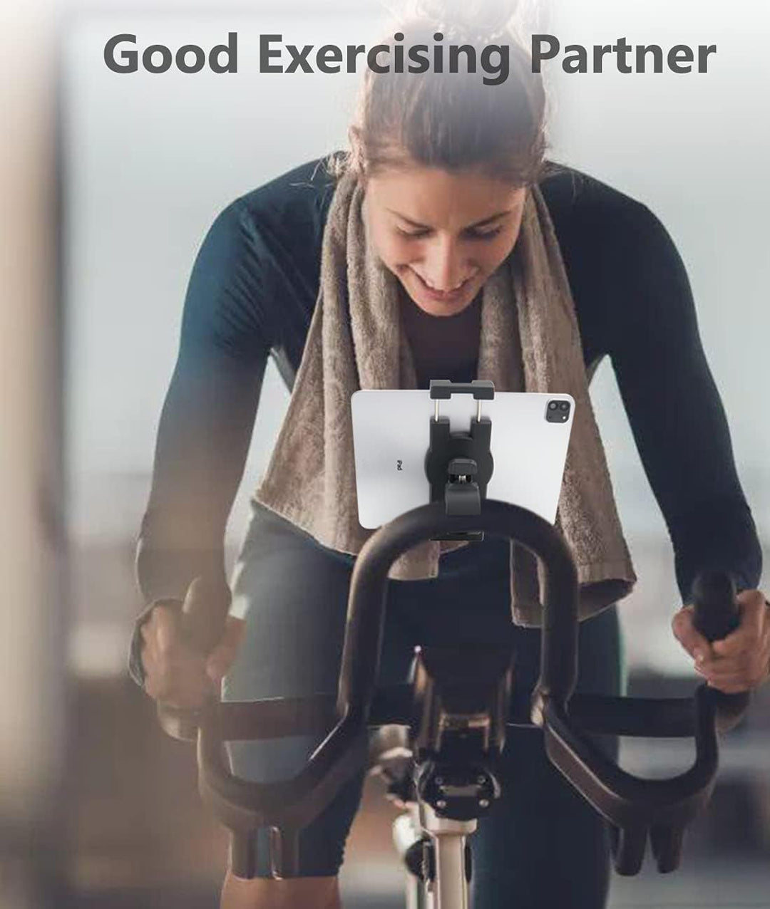 Spinning Bike Tablet Halterung, woleyi Ultra Stabile Laufband Tablet Halter, Indoor Lenker Heimtrain