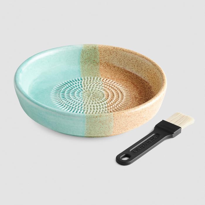 evergrate Keramikreibe Dipschale im Motiv Beach mit Küchenpinsel und Rezeptheft, Beach