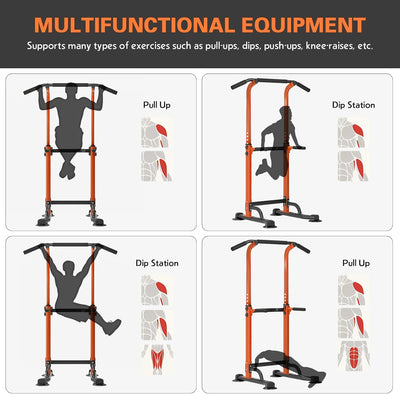 soges Dip-Station Kraftturm mit Klimmzugstange Multifunktions Krafttraining klimmzugturm,Ideal für H
