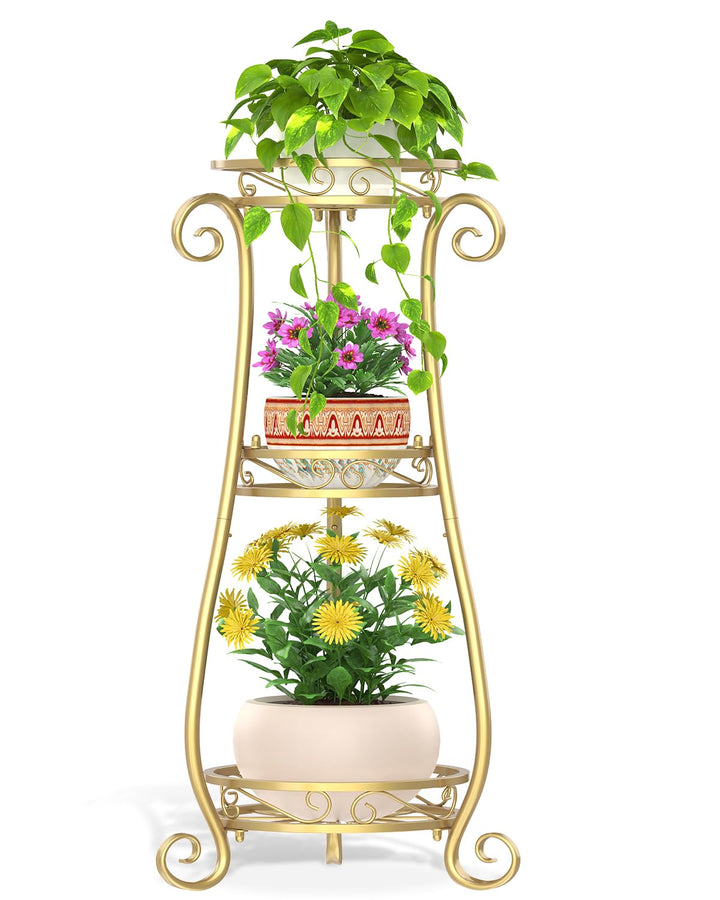 3 Stufiger Hoher Metallpflanzenstand Indoor Outdoor Clearance, 35 Zoll Rostfreier Eisen-Blumentopf H