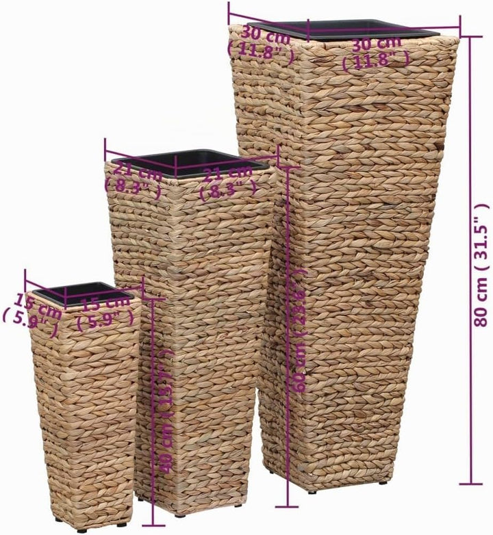 vidaXL Hochbeet 3tlg. Wasserhyazinthe Braun Blumentopf Pflanzkübel Blumenkübel, Braun