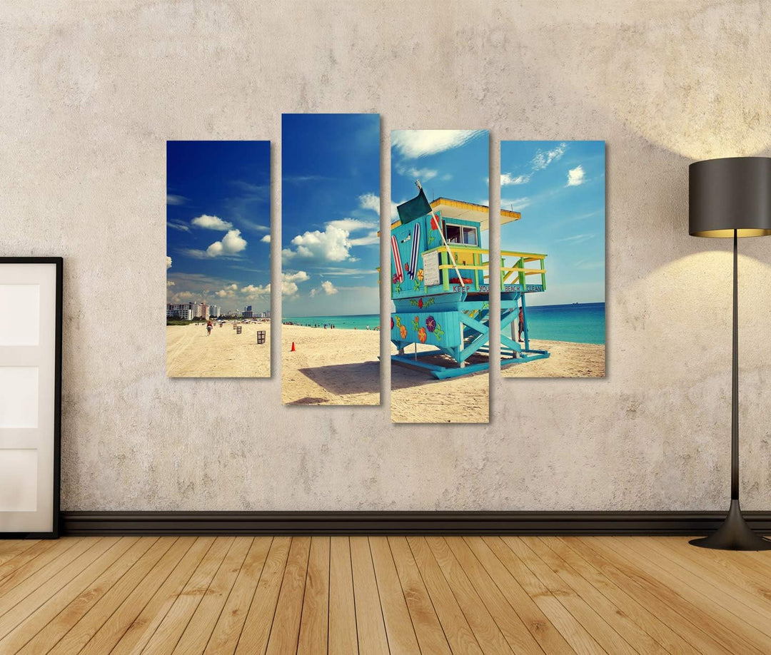 islandburner Bild auf Leinwand Südstrand In Miami Florida Bilder Wandbilder Poster Leinwand 130x80cm