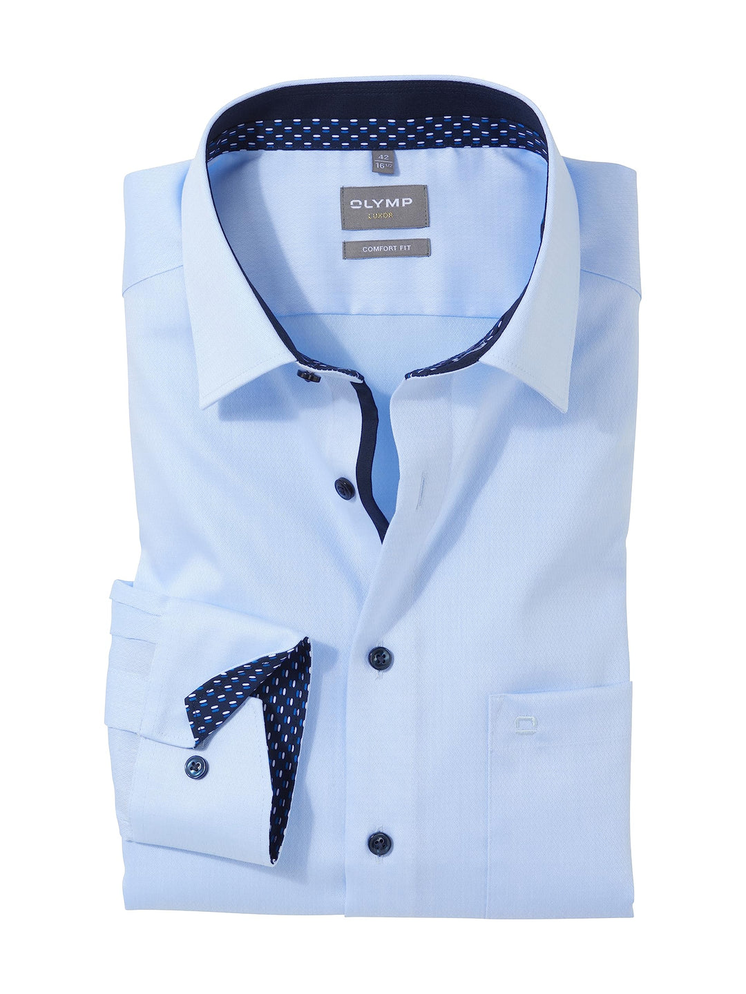OLYMP Herren Businesshemd Langarm Luxor,Einfarbig,Comfort fit,New Kent 40 Bleu 11, 40 Bleu 11
