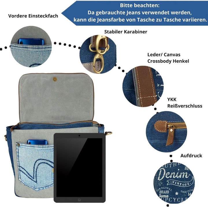 Sunsa Damen Umhängetasche. Canvas Messenger Tasche. Grosse Vintage Crossbody bag. Schultertasche und