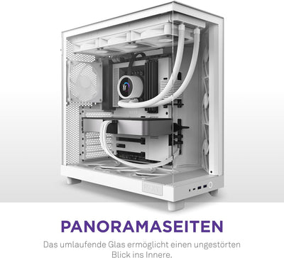 NZXT H6 Flow | CC-H61FW-01 | Kompaktes Mid-Tower Gehäuse mit zwei Kammern | Glaspaneele mit Panorama