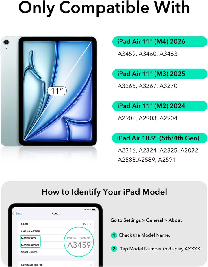 ESR iPad Air 11" (M3/M2) &amp; 5./4. Gen Flex Hülle mit Tastatur, ultraleichte magnetische abnehmbare Ke
