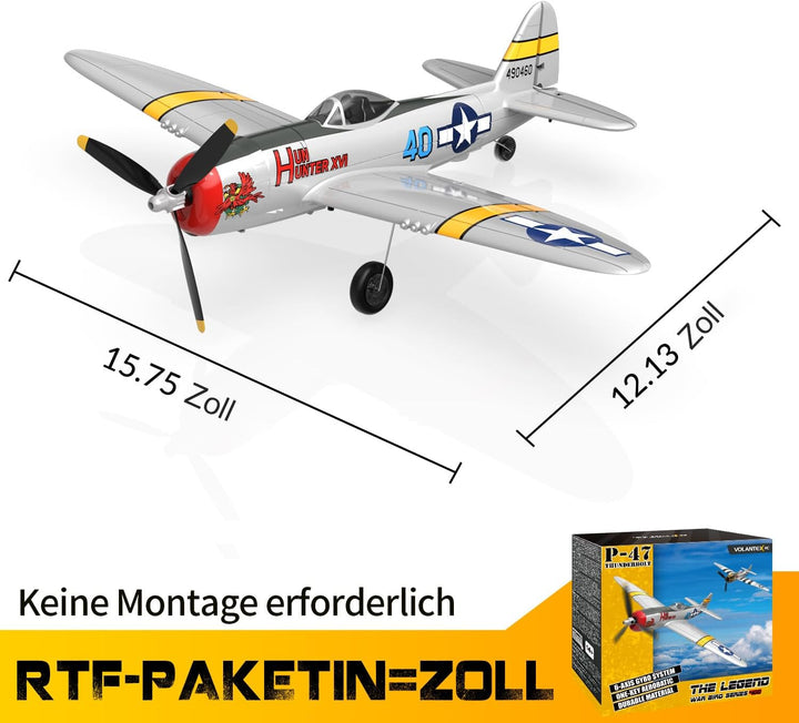P47 RC Flugzeug,2.4G 4 Kanal Thunderbolt Fighter Ferngesteuertes Flugzeug Kunstflugzeug Modell Spiel