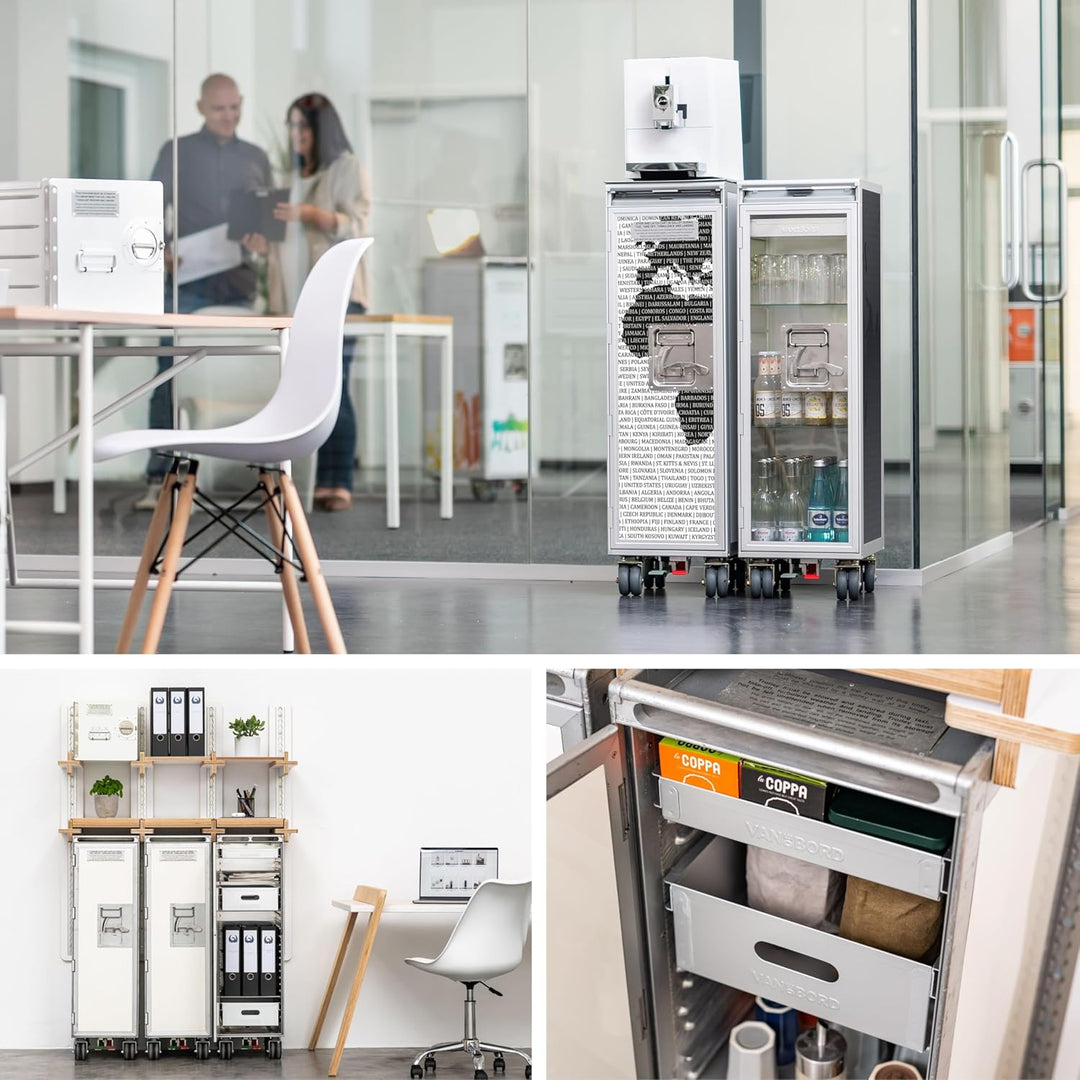 Airline Trolley Weltkarte, Küchenwagen mit Rollen, Büroschrank Metall, Industrial Möbel, Norm: Atlas