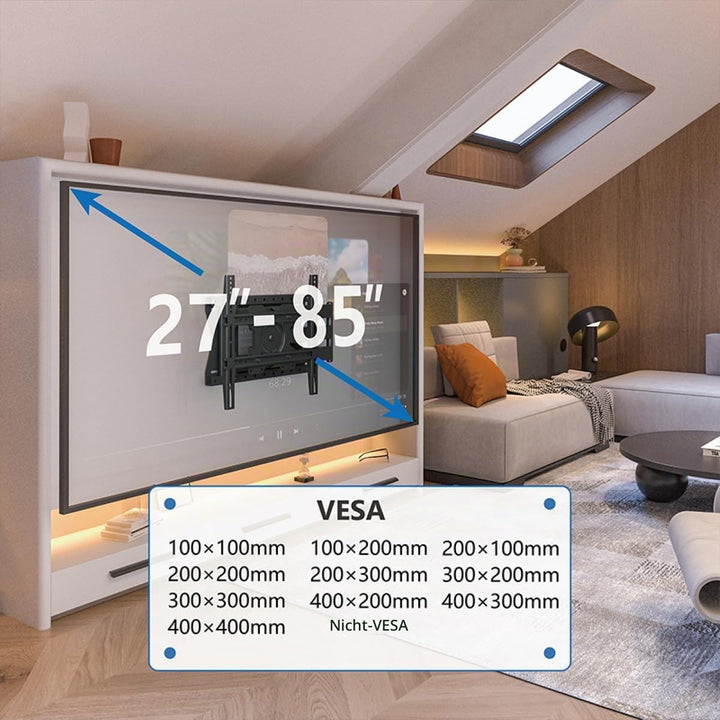 DQ Hercules Pro Flex 80 cm TV-Wandhalterung, Gelenkarm lang, bis zu 80 cm Entfernung, Verlängerung,