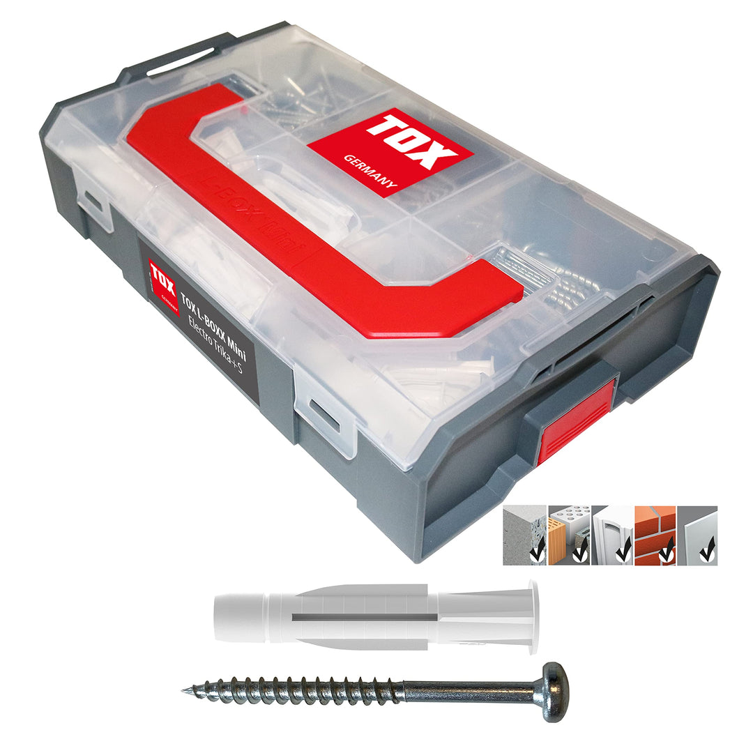 TOX L-BOXX Mini - Electro Trika + S, kompakte, effektive Dübelbox, in bis zu sechs Fächer unterteilb