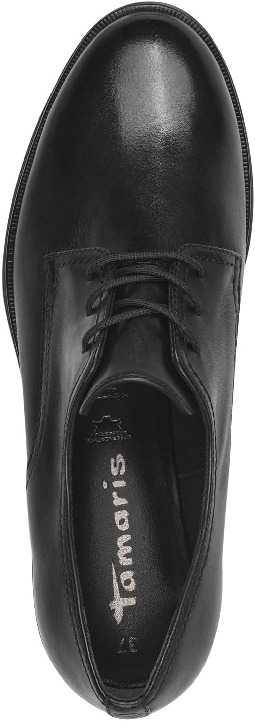 Tamaris Damen Bequemschuhe, Frauen Schnürschuhe,TOUCHit-Fussbett 40 EU Schwarz Black Leather, 40 EU