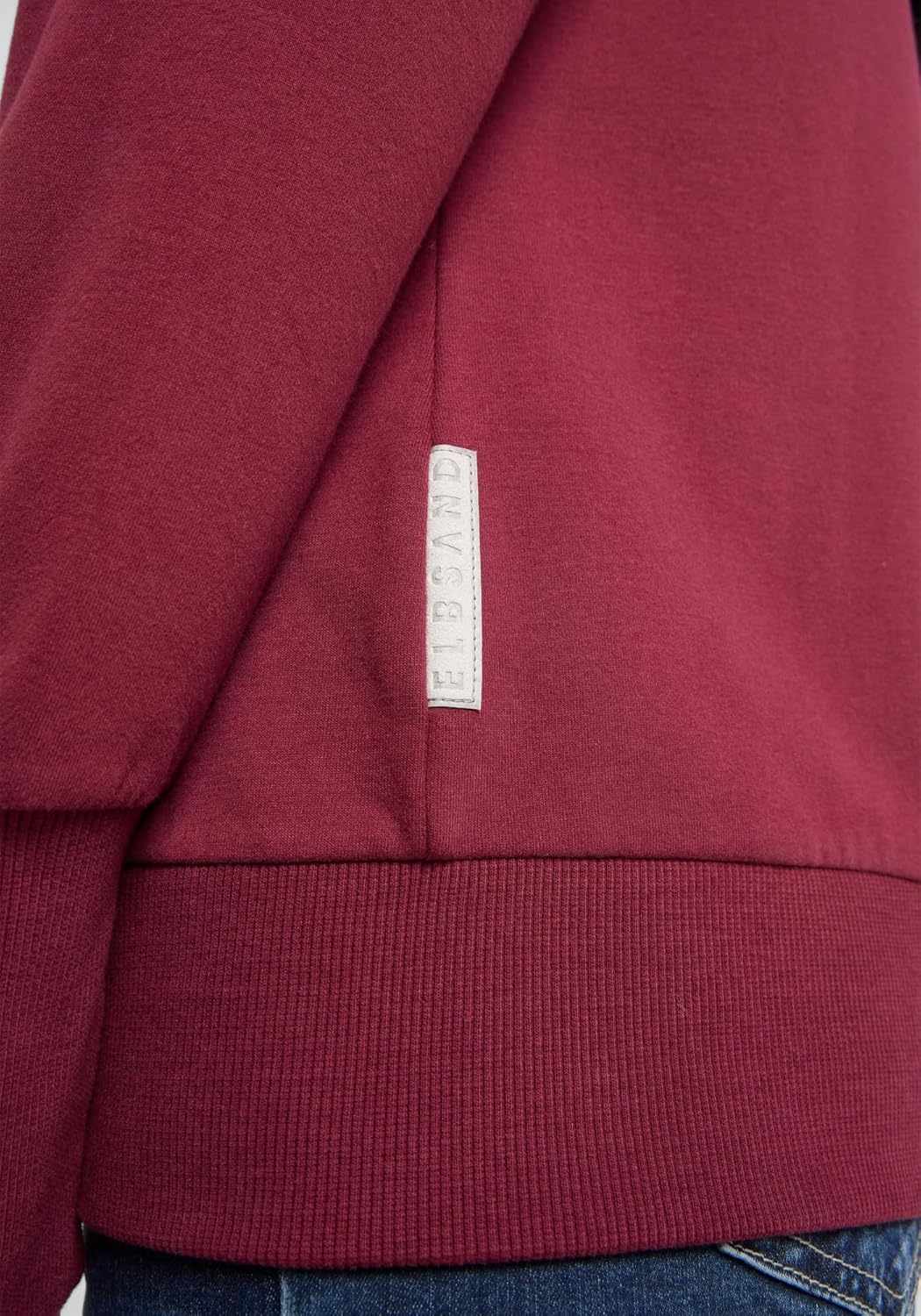 Elbsand Alvis Damen Sweatjacke mit hohem Kragen, Zip-Jacke, Reissverschluss, Regular Fit L Ruby, L R