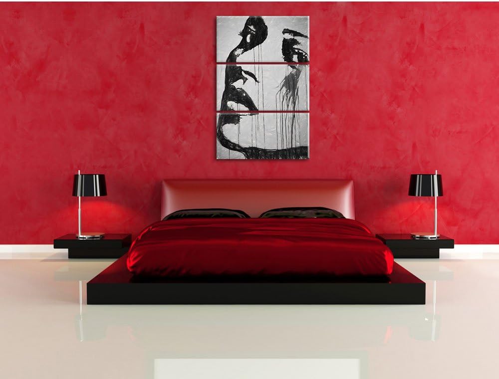 Pixxprint Abstrakt Frau Kohle Effekt 3-Teiler Leinwandbild 120x80 Bild auf Leinwand