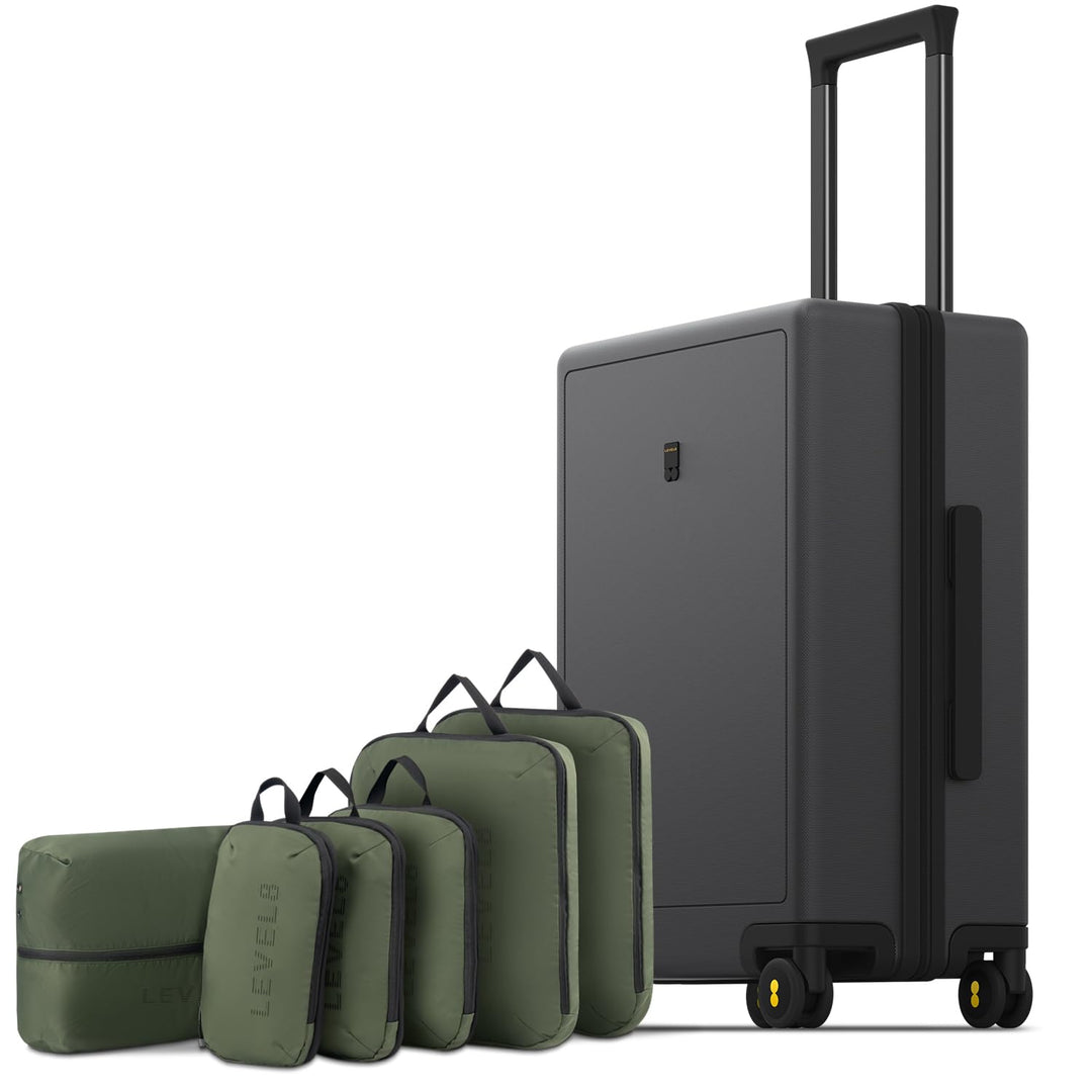 LEVEL8 Koffer Trolley Leicht Hartschalenkoffer mit 6PCS Packwürfel, Reisekoffer Handgepäck,TSA,100%
