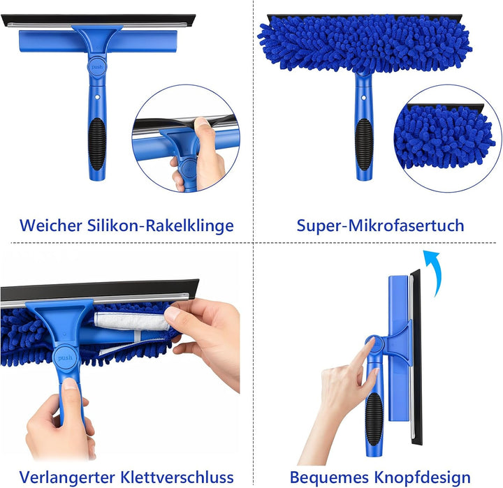 window cleaning Fensterwischer,ausziehbare Teleskopstange von 90 bis 140 cm, 2in1 Fensterreiniger mi