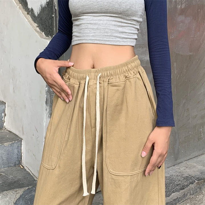 Linsennia Cargohose Damen Baggy Y2k Cargo Parachute Pants Weite Teenager Mädchen High Waist Streetwe