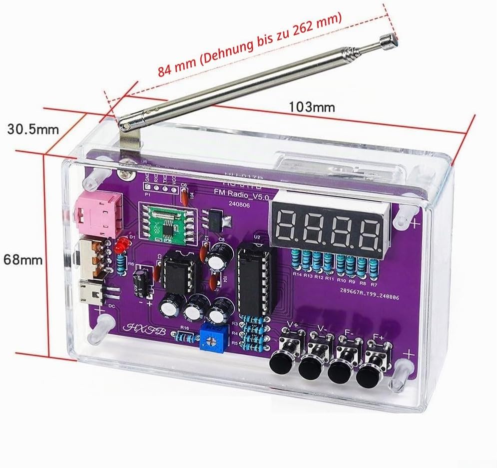FM-Radio-Set, Löt-Übungssets, DIY-Elektronik-Lötset, Radio-Modul-Empfänger-Kit 87–108 MHz (ohne Gehä