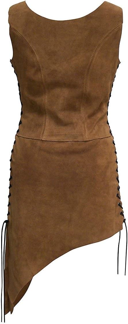 Andracor – Schlichtes Mieder mit Rock – Kurzes Überkleid aus Veloursleder mit Schnürung – für LARP,