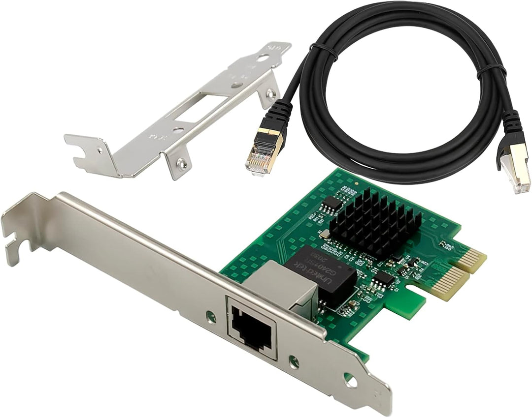 2,5 GBase-T PCIe 3.1 Netzwerkadapter mit Intel I225-V + 91 cm Cat8 Ethernet-Kabel 2500/1000/100 Mbps