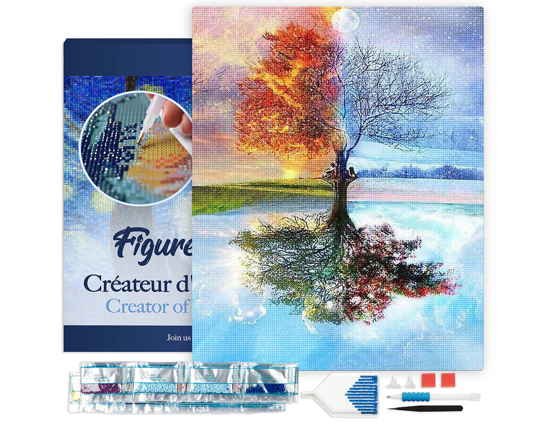 Figured'Art Diamond Painting Erwachsene 40x50cm Mit Rahmen Ganze Leinwand gespannt 4 Jahreszeiten Kl