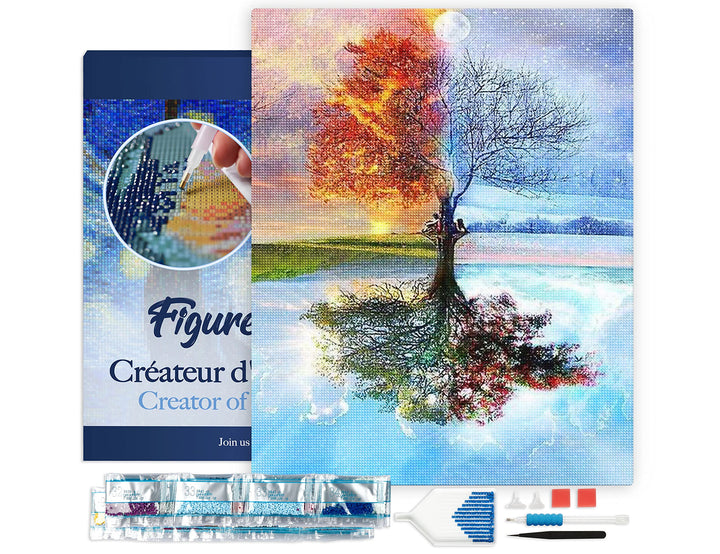 Figured'Art Diamond Painting Erwachsene 40x50cm Mit Rahmen Ganze Leinwand gespannt 4 Jahreszeiten Kl