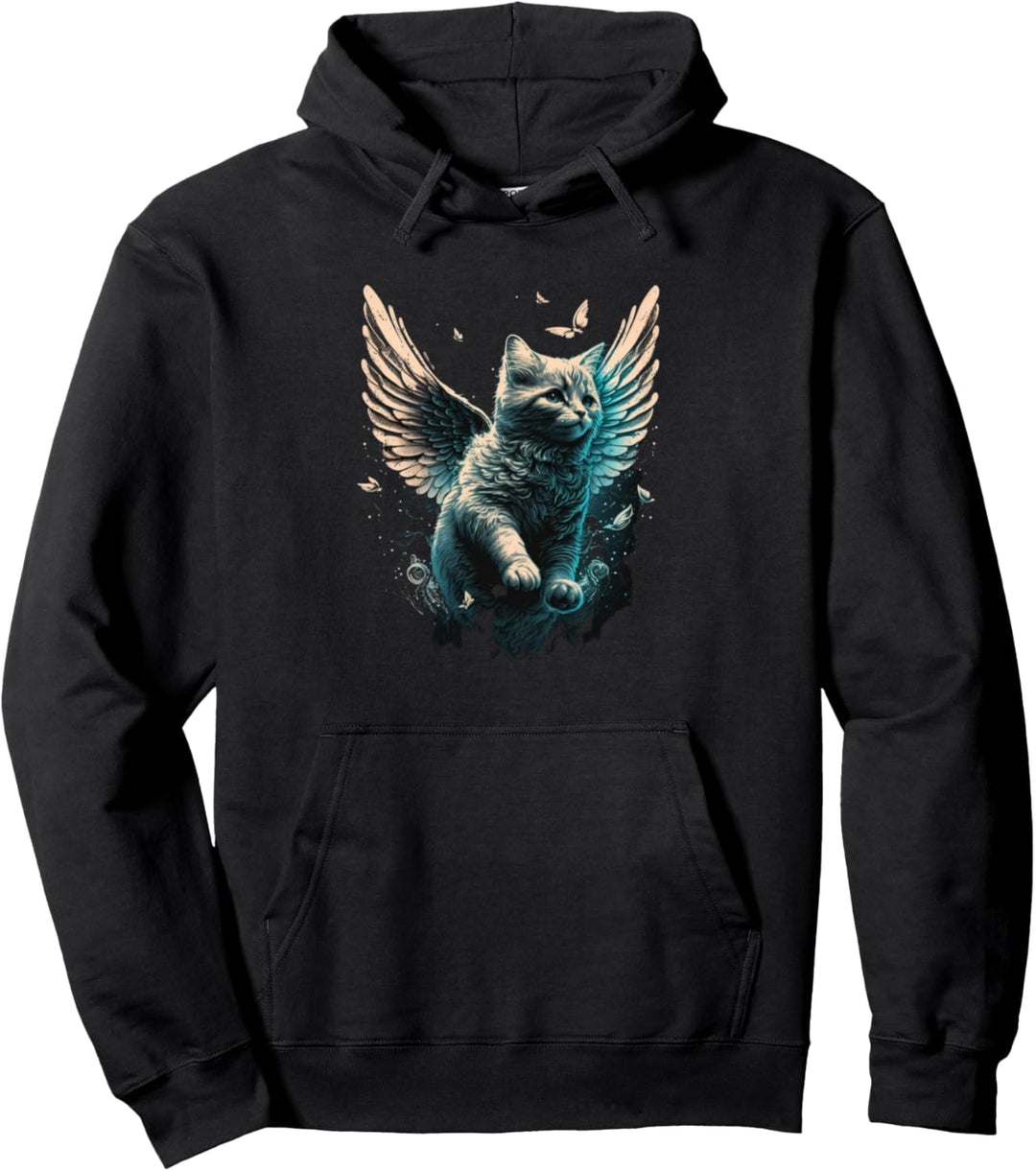 Katze mit Engelsflügeln, niedliches Gedenk-T-Shirt für Katze, Mutter, Papa Pullover Hoodie