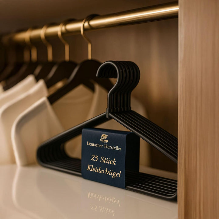 Siluk_ Kleiderbügel Wäschebügel Kunststoff drehbar Wäschebügel aus Kunststoff - Made in UE (25, Schw
