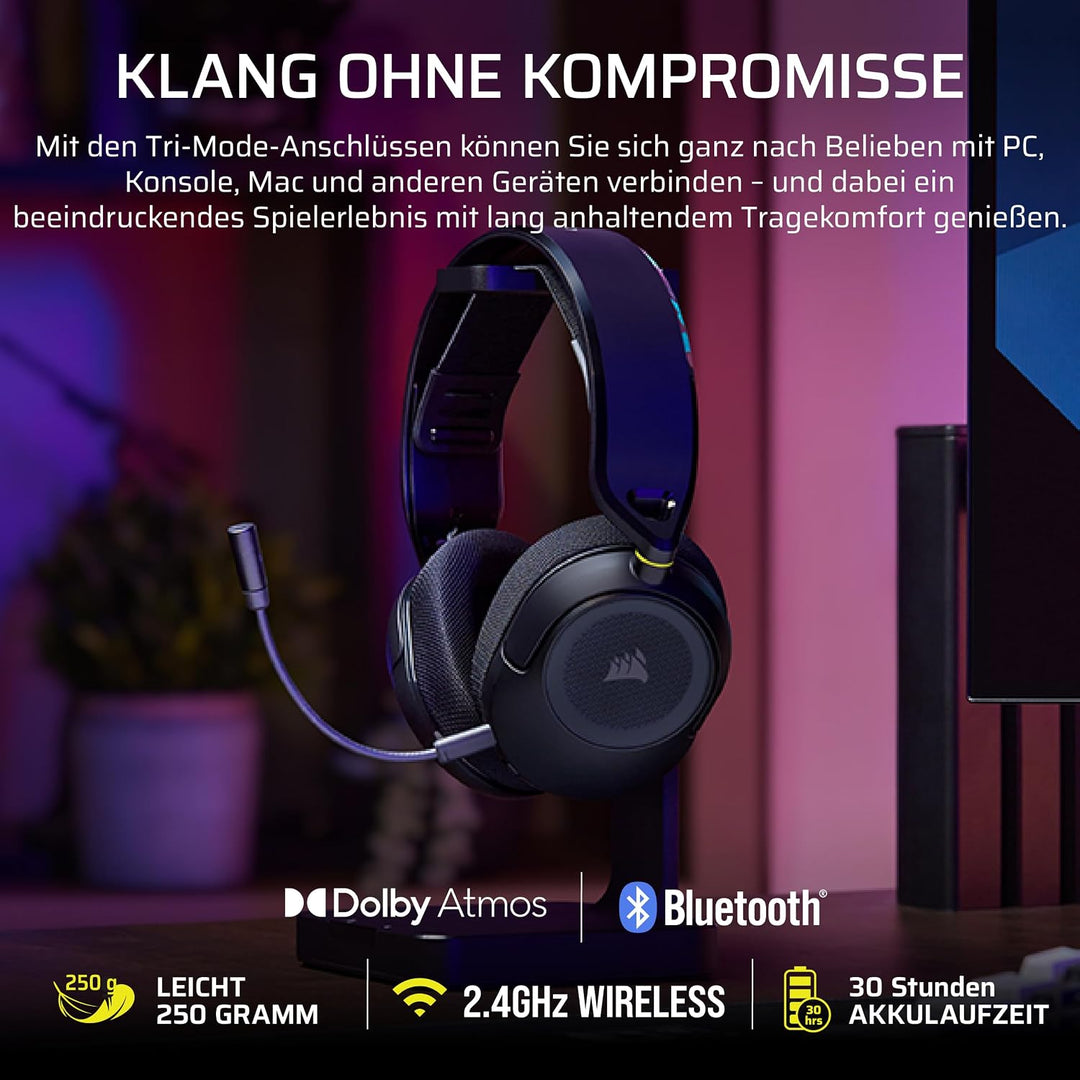 Corsair HS35 v3 Kabelloses Gaming-Headset mit Mikrofon – Schwarz | 2,4 GHz &amp; Bluetooth (PC, PS5, PS4