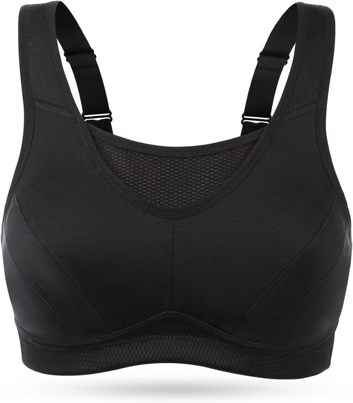 Wingslove Damen Sport BH ohne Bügel Nicht Gepolstert High Impact Bustier Halt Joggen BH 75C Schwarz,