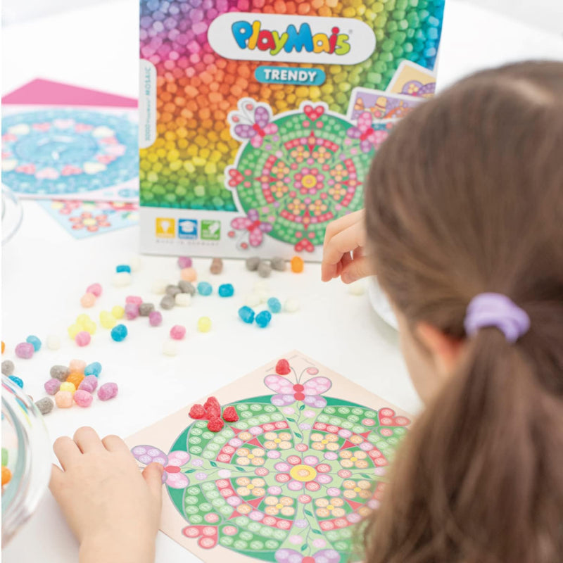 PlayMais TRENDY MOSAIC Mandala Kreativ-Set zum Basteln für Kinder ab 6 Jahren | Über 3.000 Stück & 6