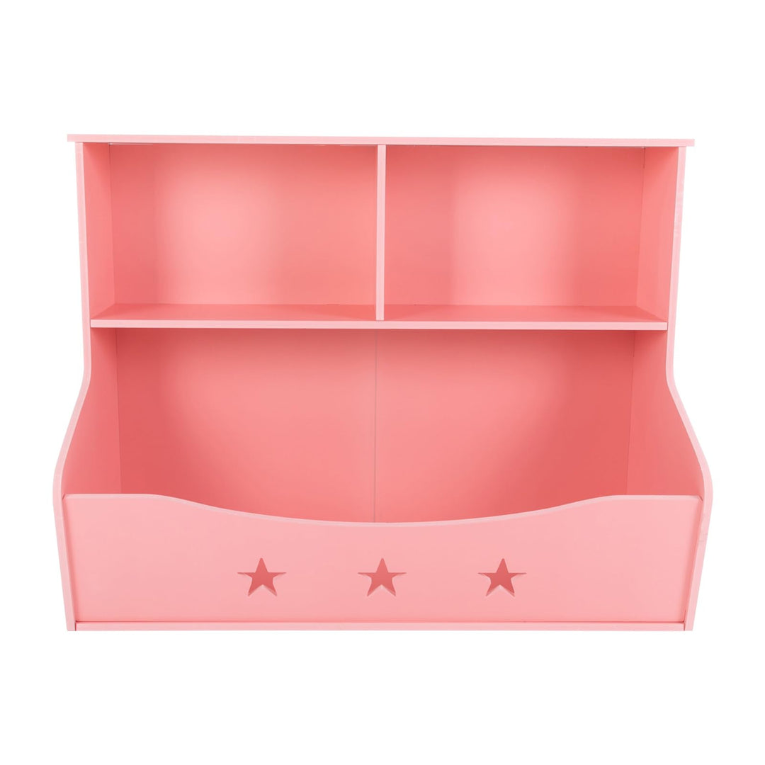 Bücherregal Holz Hellrosa aus PVC-Platte mit Schnitzmustern | zweistöckiges Würfelregal für Kinder B