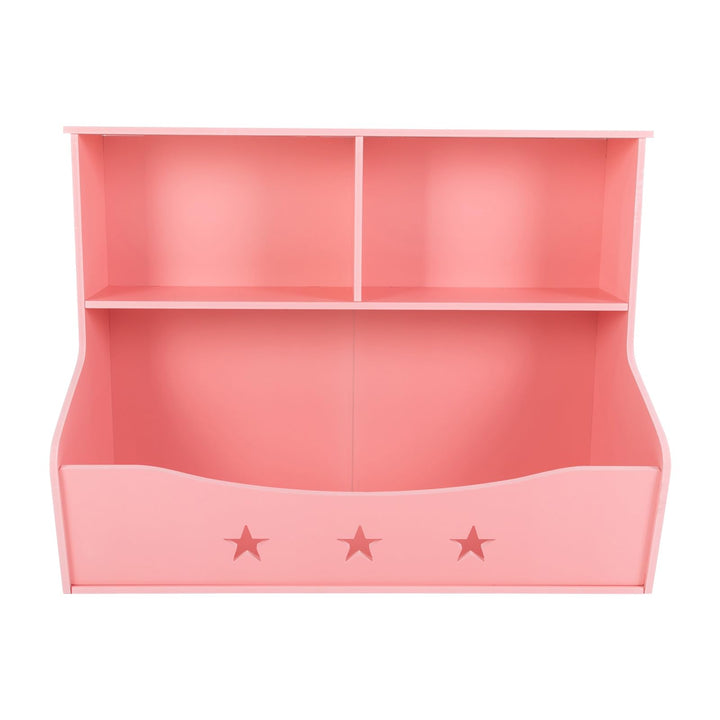 Bücherregal Holz Hellrosa aus PVC-Platte mit Schnitzmustern | zweistöckiges Würfelregal für Kinder B