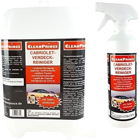 CleanPrince Verdeckreiniger 2,5 Liter Cabriolet Verdeck Reiniger Cabriodach Cabrioverdeck Cabrioverd