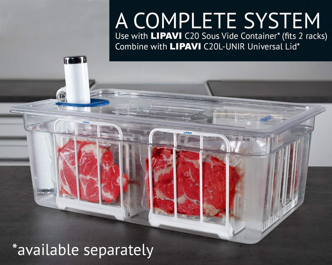 LIPAVI N20X Sous Vide Gestell mit Polycarbonate undt 316L Rostfreier Edelstahl Verstellbar, klappbar