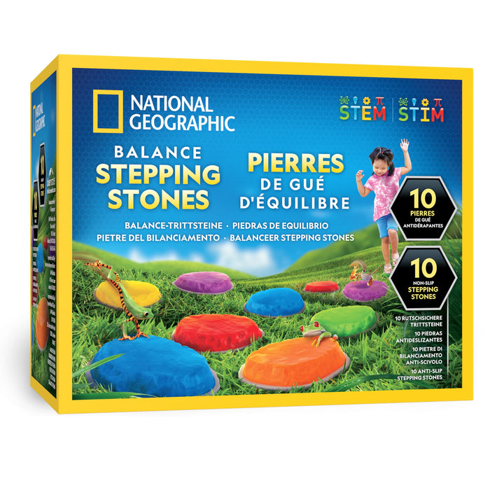 NATIONAL GEOGRAPHIC Trittsteine für Kinder – 10 robuste, rutschfeste Steine fördern die grobmotorisc