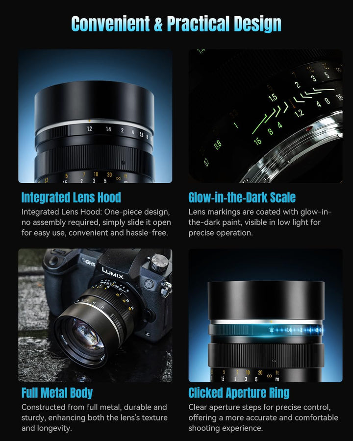 7artisans 50 mm F1.2 APS-C Kameraobjektiv mit manuellem Fokus Grosse Blende kompatibel mit Fujifilm