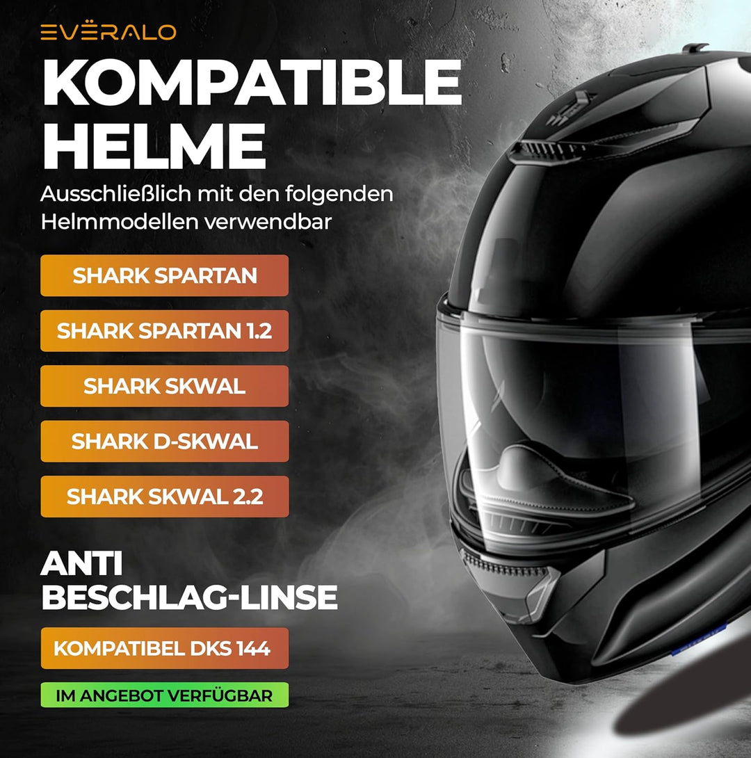 Kompatibel mit Shark Spartan Visier - Skwal - D Skwal - Skwal 2 - Helmvisier Pinlock Ready - Anti-Kr