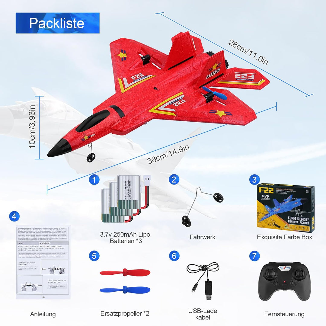 Henakmsl RC Flugzeug 3CH Ferngesteuerter Kämpfer 2.4GHz RC Flugzeug RTF für Anfänger, Kinder und Erw